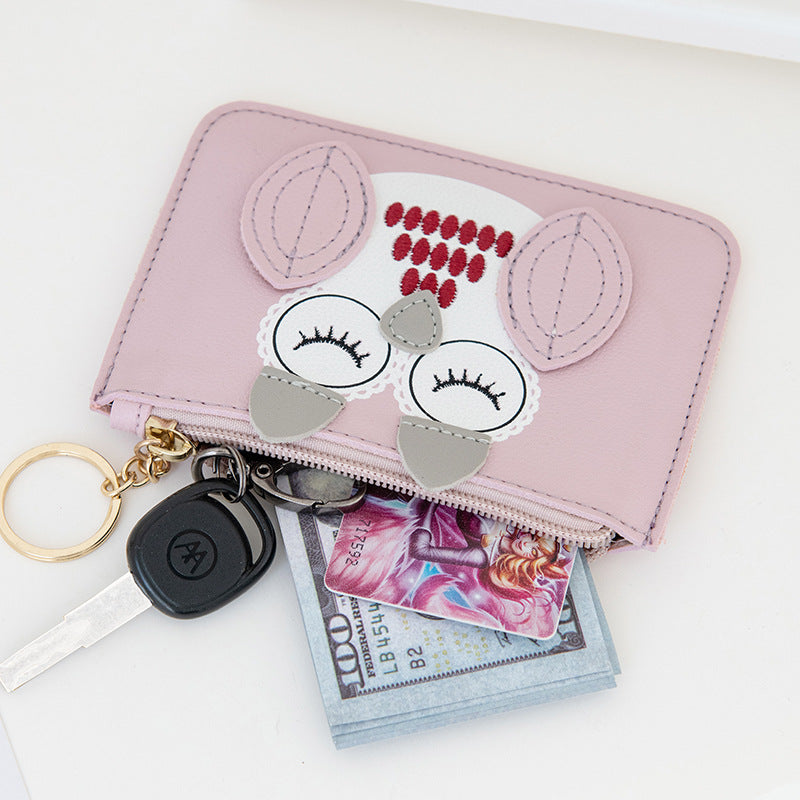 Wholesale PU Owl Thin Multifunctional Coin Purse Keychain